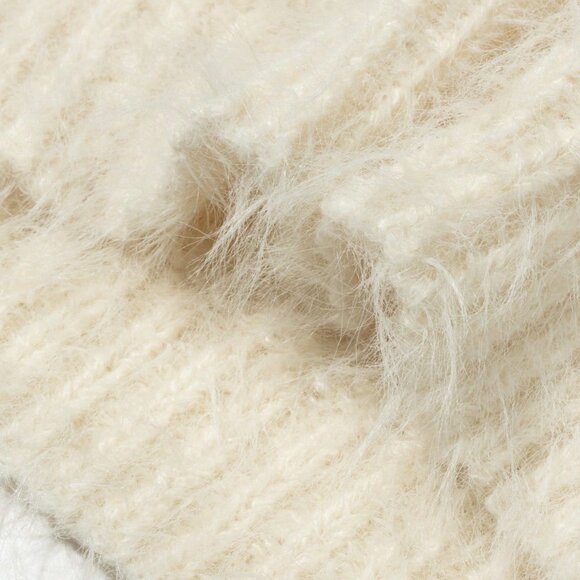 Beige Casual Women's Laid-Back Soft Fluffy Sweater - Picture 7 of 7